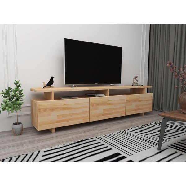 Tavolo TV in legno di pino di colore naturale 174x52 cm Natural - Kalune Design-image-1