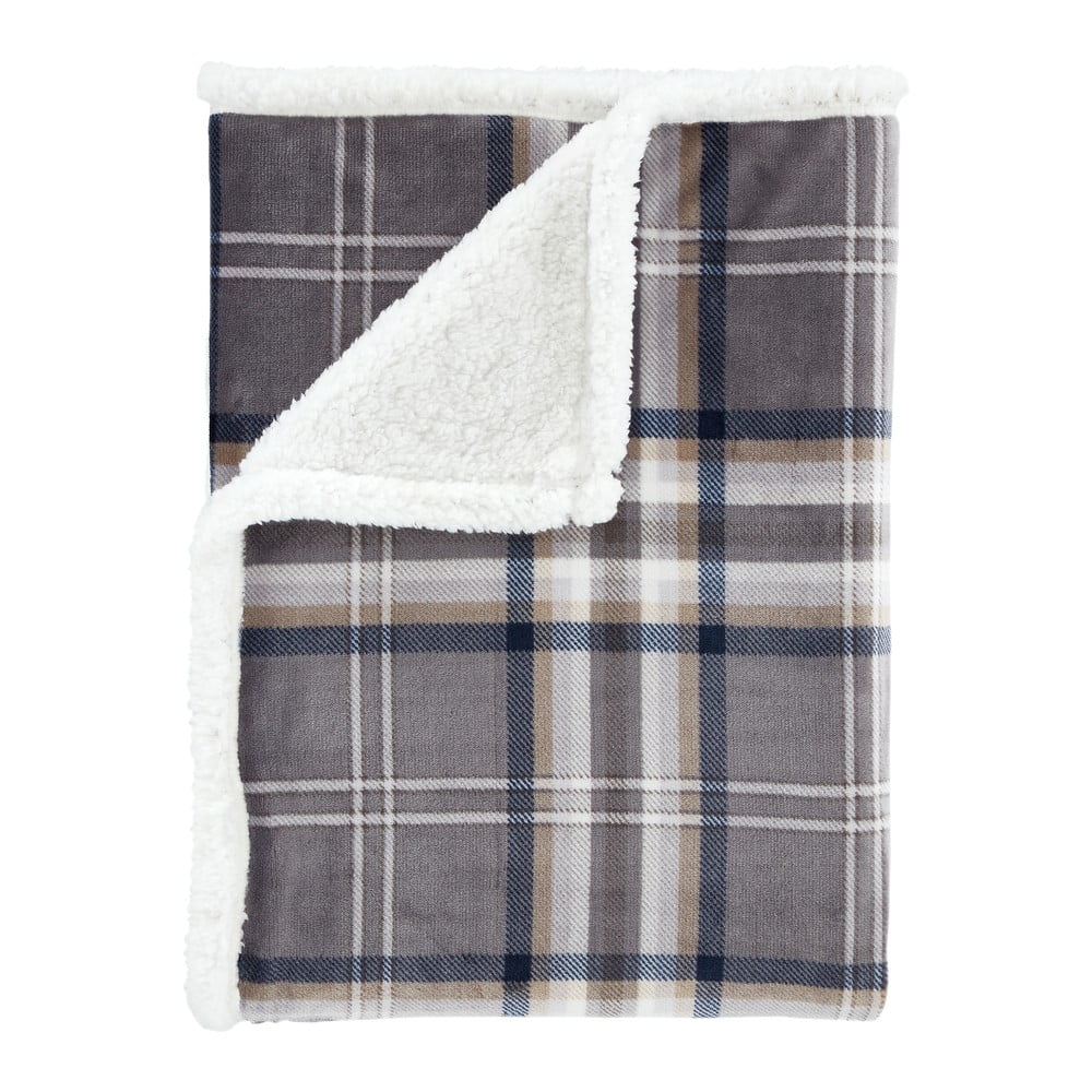 Coperta grigia in sherpa 130x170 cm Kelso Check – Catherine Lansfield | Coperte