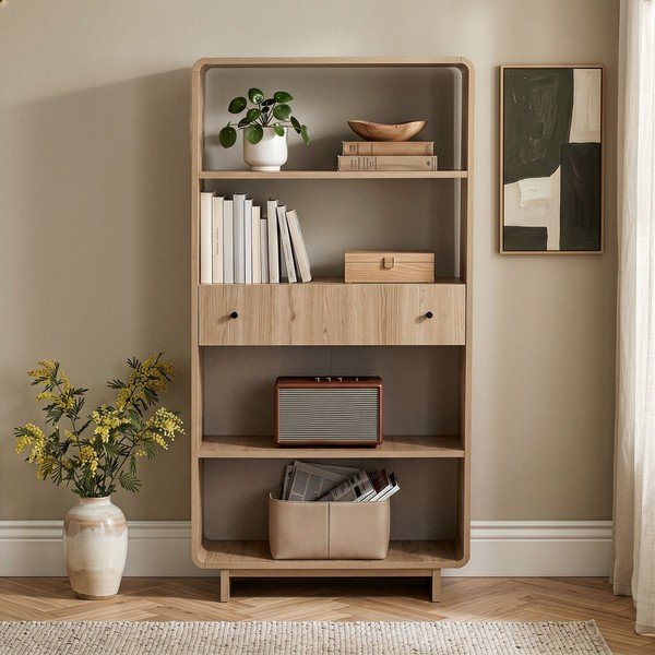 Libreria colore naturale chiaro con effetto rovere 78x153x34 cm Senza – Nordure-image-1
