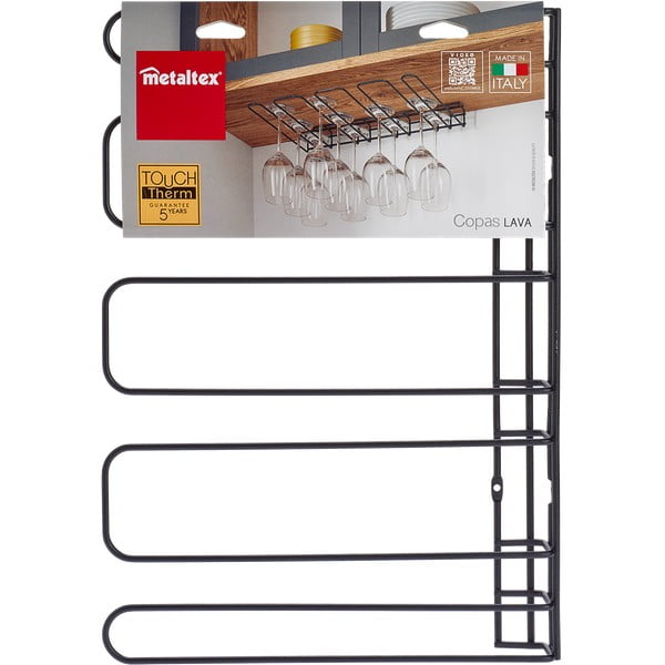 Portabicchieri da parete nero Bicchiere da vino - Metaltex-image-4