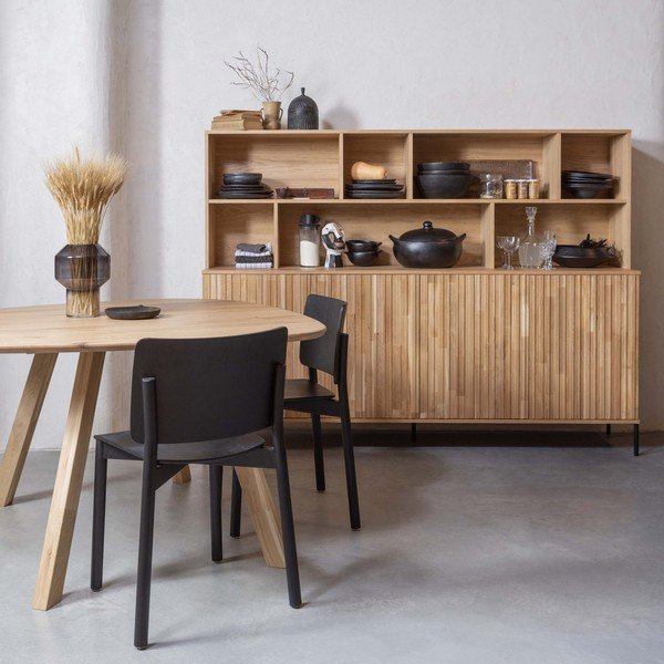 Libreria di colore naturale con effetto rovere 200x150x44 cm Gravure – WOOOD-image-1