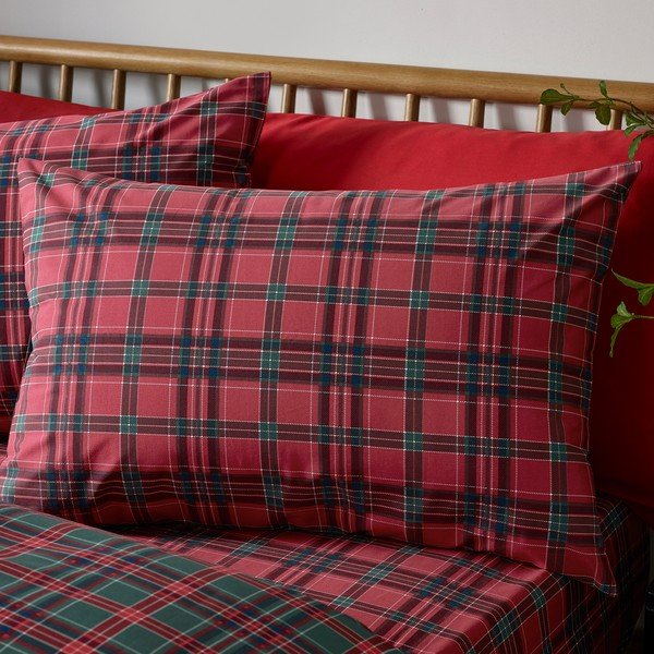 Set copripiumino e federa rosso/verde scuro per letto singolo 135x200 cm Tartan Check – Catherine Lansfield-image-3