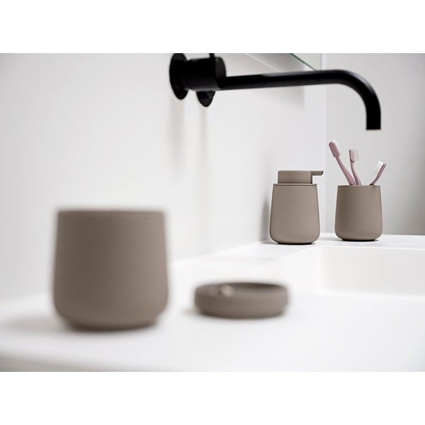 Tazza in gres marrone per spazzolini da denti Nova One - Zone-image-1