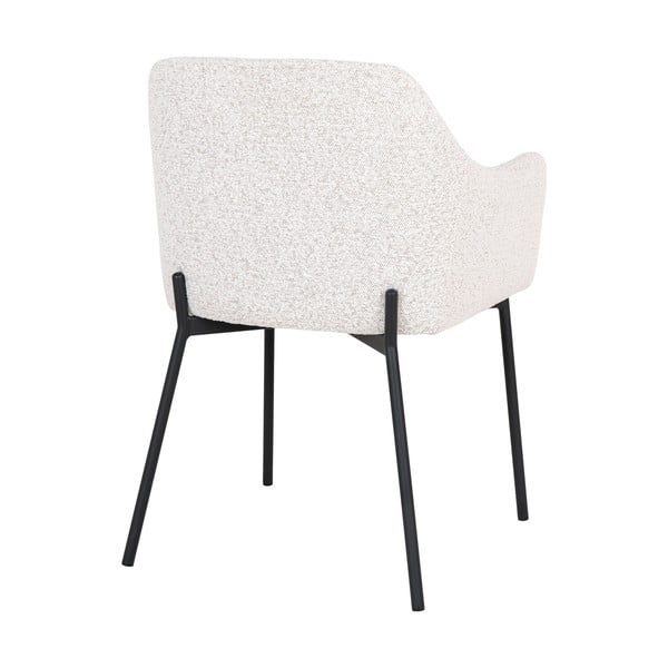 Sedia da pranzo bianca in imbottito con braccioli Melilla – House Nordic-image-4