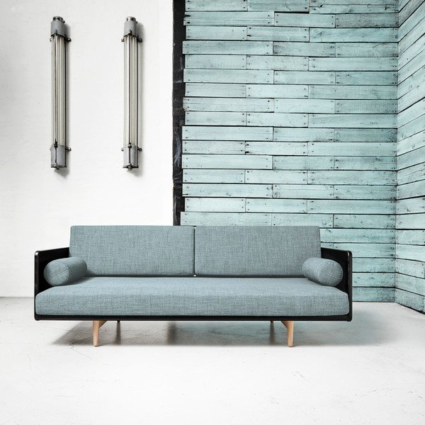Rozkládací pohovka Karup Deva Black/Raw Oak/Sky Blue