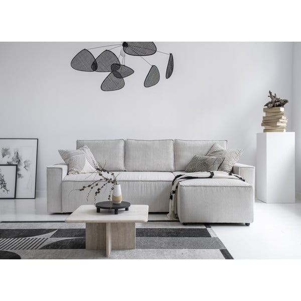 Divano letto angolare in velluto a coste bianco Brave Dave - Miuform-image-1