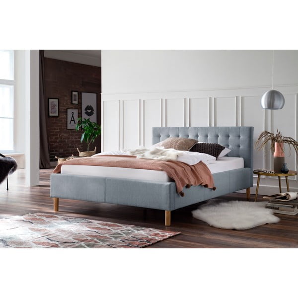 Letto singolo imbottito blu/grigio rete non inclusa 120x200 cm Malin – Meise Möbel-image-1
