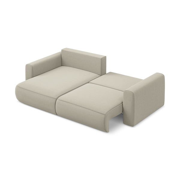 Divano angolare beige allungabile/con contenitore (con penisola a sinistra/con chaise lounge) con rivestimento in velluto Kapua – Makamii-image-3