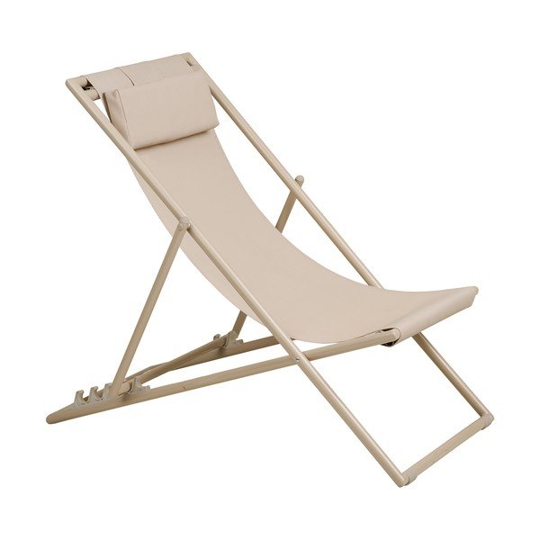 Sdraio da giardino beige in metallo regolabile/pieghevole Curtis – House Nordic-image-2