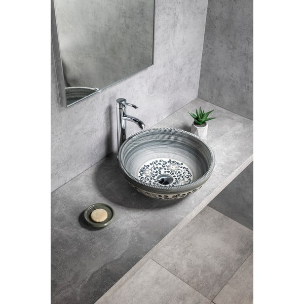 Lavabo rotondo blu in ceramica ø 41 cm Priori – Sapho-image-1