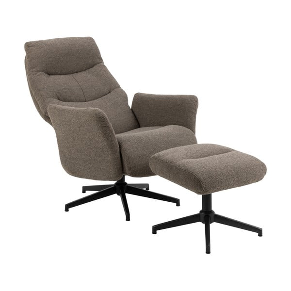 Poltrona relax grigio-marrone in tessuto bouclé London - Actona-image-3