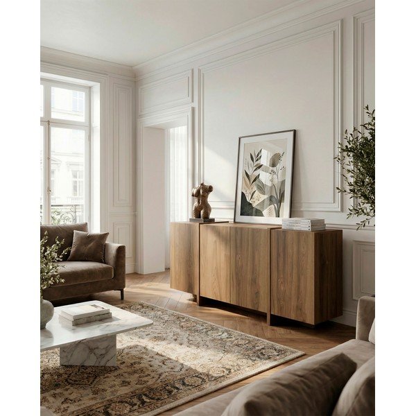Credenza di colore naturale con effetto rovere 180x79x40 cm Volia – Marckeric-image-4