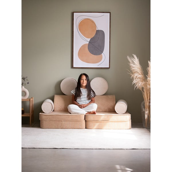 Divano per bambini marrone chiaro con rivestimento in velluto a coste 132 cm Settee – Wigiwama-image-4