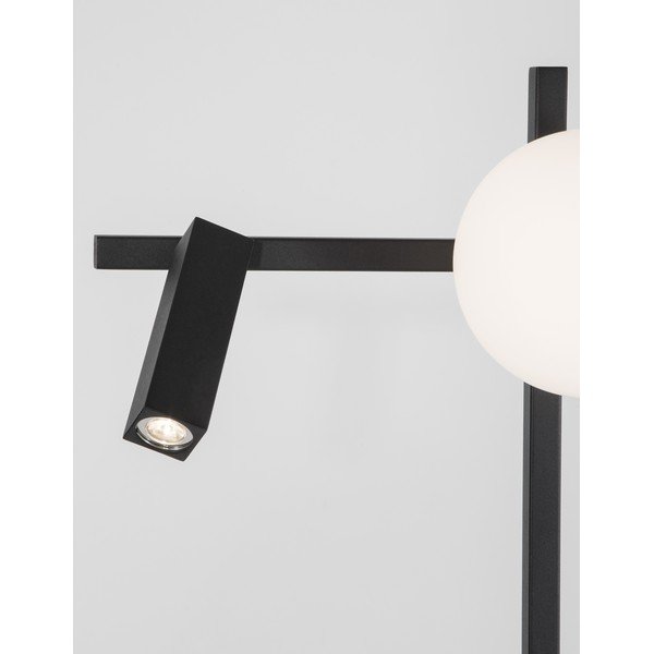 Lampada da terra LED bianca/nera in metallo con paralume in vetro con struttura flessibile (altezza totale 150 cm) Joline – Nova Luce-image-3