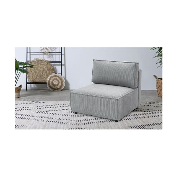 Modulo divano in velluto a coste grigio chiaro, pezzo centrale Nihad modular - Bobochic Paris-image-1