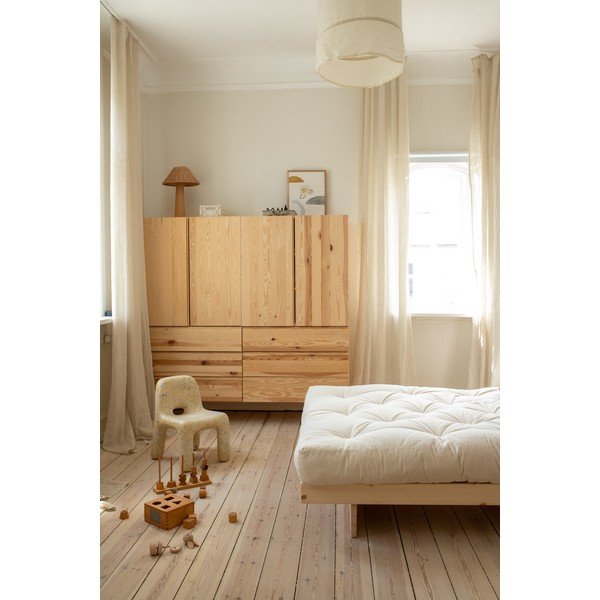 Letto singolo in legno di pino con griglia colorata naturale 90x200 cm Kanso - Karup Design-image-4