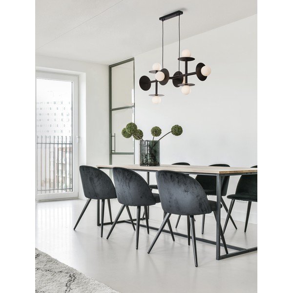 Lampadario bianco/nero in metallo con paralume in vetro Pielo – Nova Luce-image-1
