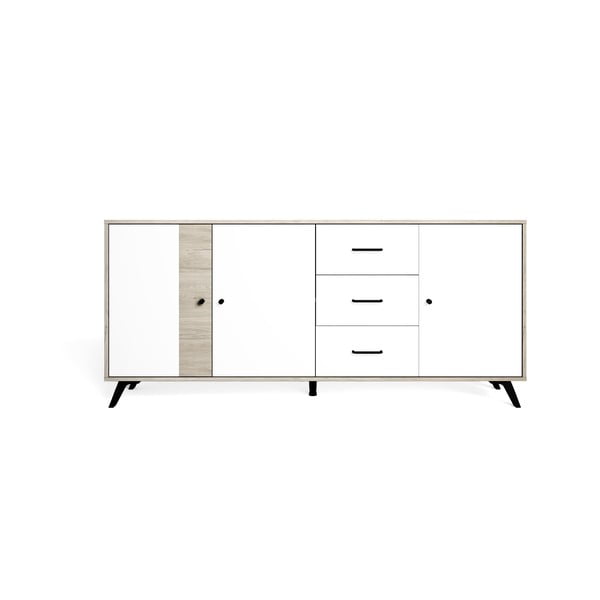 Cassettiera bassa in rovere bianco/naturale 181x81 cm Sahara - Marckeric