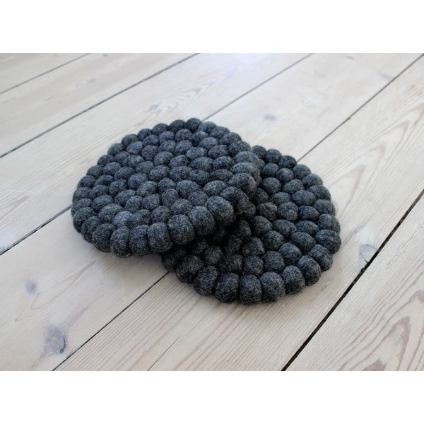 Sottobicchiere a sfera in lana antracite Sottobicchiere a sfera, ⌀ 20 cm - Wooldot