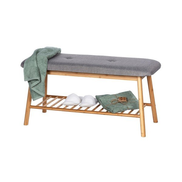 Scarpiera in bambù con panca in colore naturale Bahari - Wenko-image-3