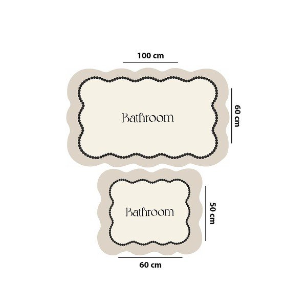 Set di tappetini per il bagno color crema 2 pz 60x100 cm Bounde – Foutastic-image-2