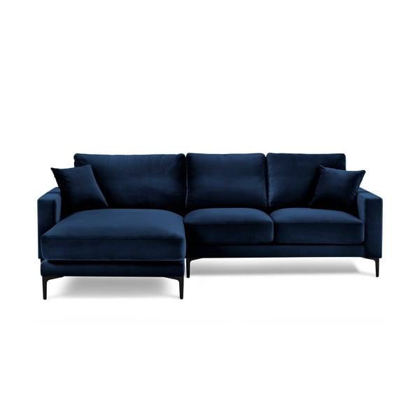 Divano angolare in velluto blu navy, angolo sinistro Harmony - Kooko Home