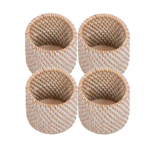 Set di 4 portatovaglioli in rattan bianco - Tiseco Home Studio