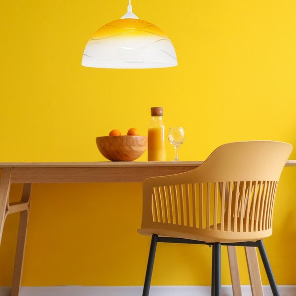 Lampadario giallo con paralume in vetro ø 30 cm Sfera – LAMKUR-image-3