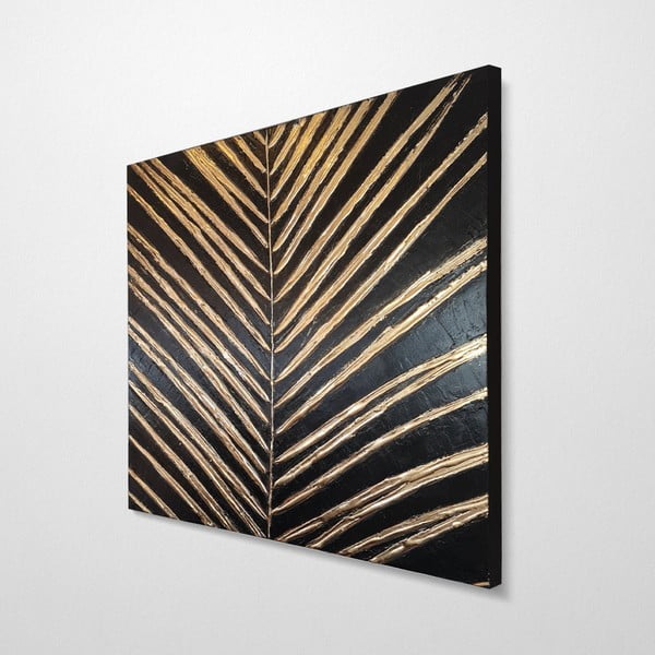 Quadro dipinto a mano 70x70 cm Palm Leaf - Wallity-image-4