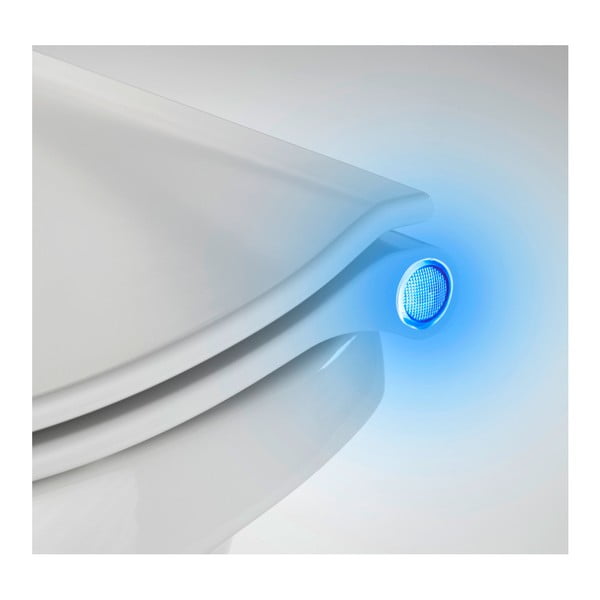Sedile per wc bianco con luci LED e chiusura facilitata Gubbio, 44 x 36,8 cm - Wenko-image-1