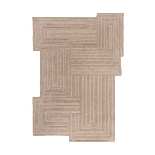 Tappeto beige in lana tessuto a mano 200x290 cm Zen Rectangles – Flair Rugs