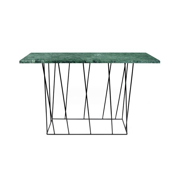 Consolle in marmo verde con gambe nere Helix, 40 x 120 cm - TemaHome