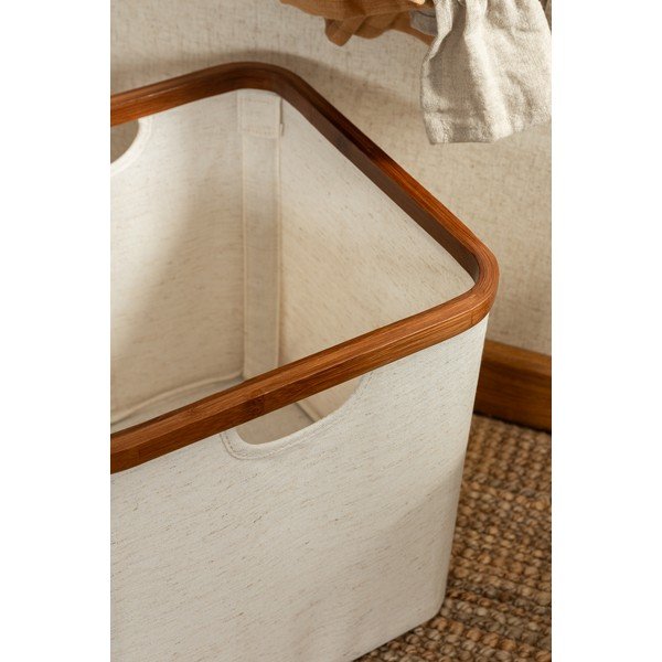 Scatola color crema in tessuto 30x30x30 cm Bamboo/Linen Cube – Bigso-image-4