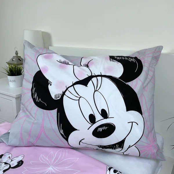 Set copripiumino e federa da bambini rosa/grigio in cotone per letto singolo 140x200 cm Minnie Beautiful – Jerry Fabrics-image-3
