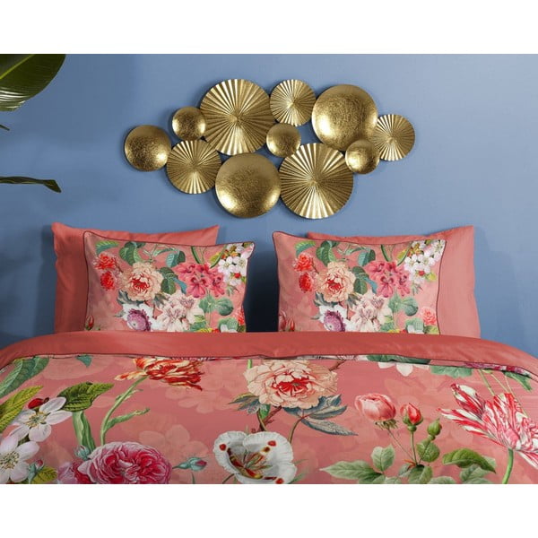 Lenzuolo singolo in cotone biologico arancione Flowery, 140 x 220 cm Organic - Descanso-image-2