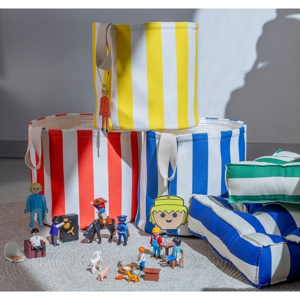 Cesto per giocattoli in tessuto rosso ø 30x28 cm Stripes - Playmobil-image-1