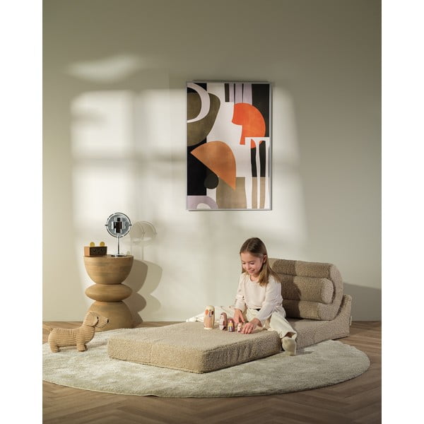 Poltrona per bambini marrone chiaro con rivestimento in bouclé Flipster – Wigiwama-image-1