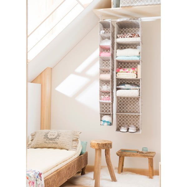 Organizzatore pensile beige con 6 scomparti, larghezza 30 cm - Compactor-image-4