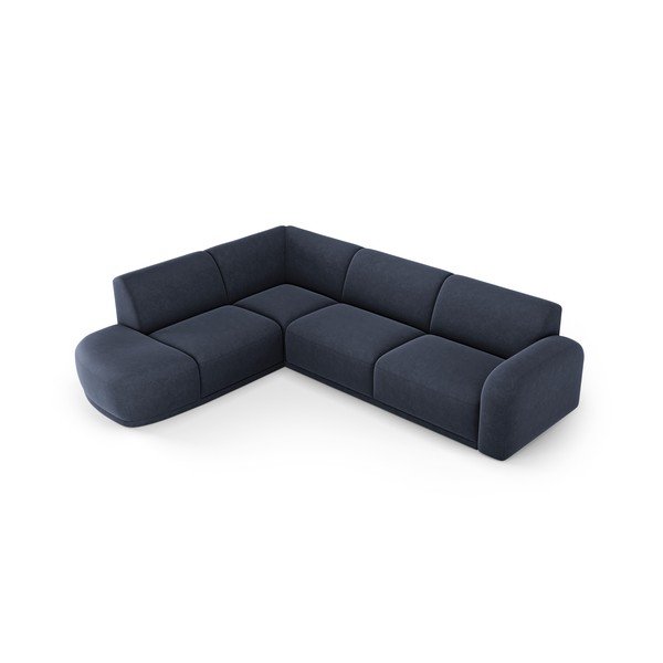 Divano con penisola in velluto blu scuro Erin - Micadoni Home-image-4