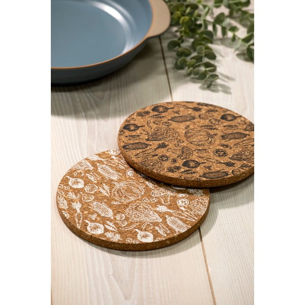 Tappetini in sughero in set da 2 pezzi ø 20 cm Veggie - Ladelle-image-1