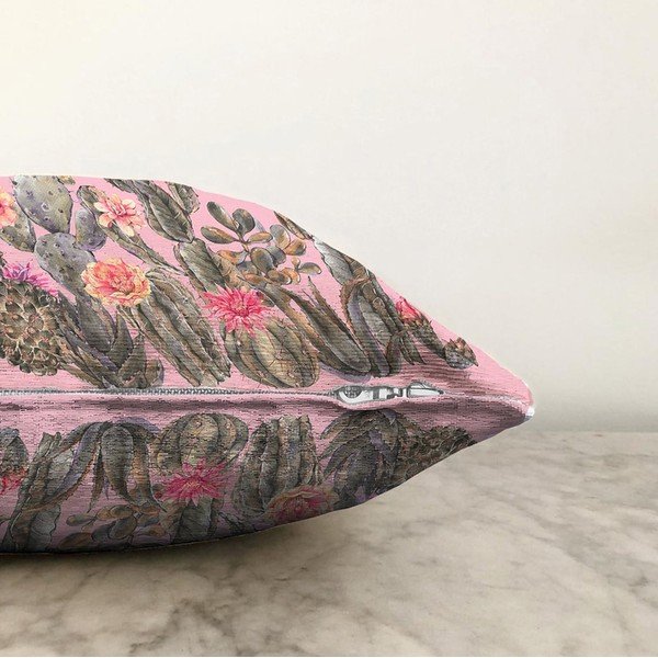 Federa rosa in misto cotone Blooming Cactus, 55 x 55 cm - Minimalist Cushion Covers-image-1