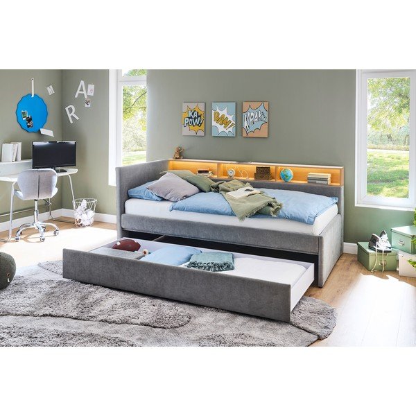Letto da bambini con sponde grigio con contenitore rete non inclusa 90x200 cm Uno – Meise Möbel-image-3