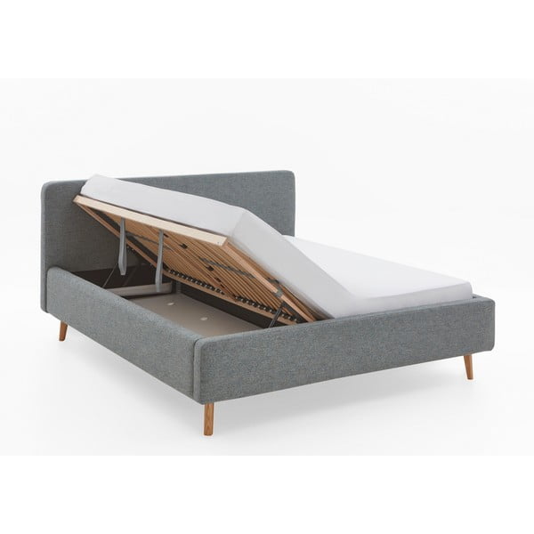 Letto matrimoniale imbottito grigio scuro con contenitore con rete inclusa 180x200 cm Mattis – Meise Möbel-image-2