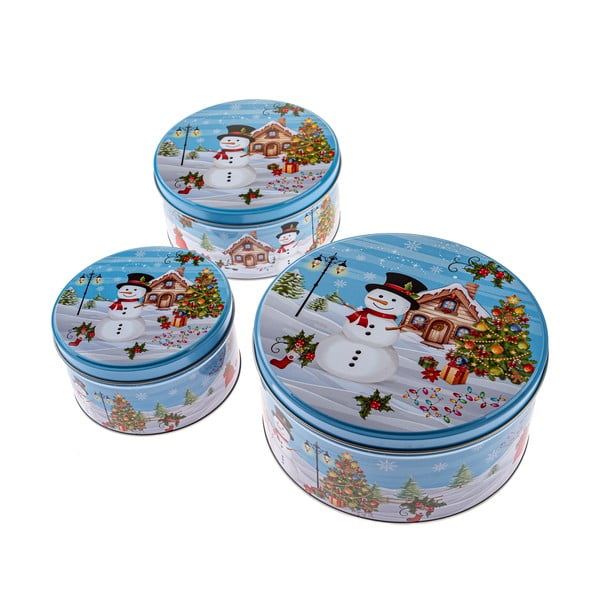 Set di contenitori per alimenti in metallo per i dolci 3 pz Snowman – Dakls