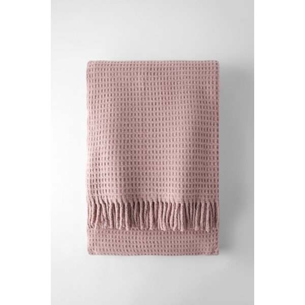 Coperta rosa in misto cotone 140x180 cm Basics Waffle – Euromant