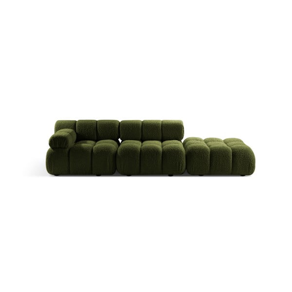 Divano componibile verde con rivestimento in bouclé 288 cm Bellis – Micadoni 