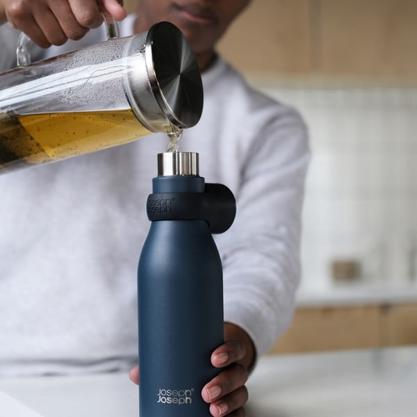 Bottiglia da viaggio in acciaio inox blu scuro 500 ml Loop - Joseph Joseph-image-1
