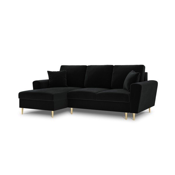 Divano angolare nero allungabile e con contenitore (con penisola a sinistra/con chaise lounge) con rivestimento in velluto Kyoto – Cosmopolitan Design-image-4