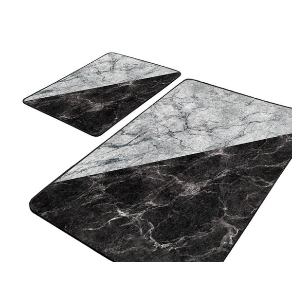 Tappetini da bagno bianchi e neri in set da 2 pezzi 60x100 cm - Mila Home-image-4