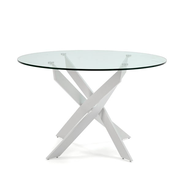 Tavolo da pranzo rotondo con piano in vetro 120x120 cm Ruth - Marckeric-image-2